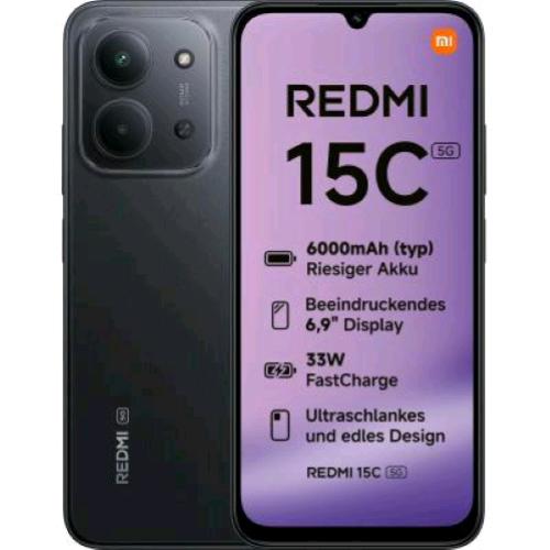 XIAOMI REDMi 15C 5G DUAL SIM 6.9" OCTA CORE 128GB RAM 4GB 5G ITALIA MIDNIGHT BLACK