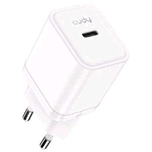 CUDY CH20_EU CHARGER CARICABATTERIE DA RETE GaN 20 W USB-C BIANCO