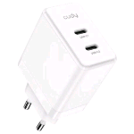 CUDY CH40_EU CHARGER CARICABATTERIE DA RETE GaN 40 W 2 x USB-C MAX 20 W PER PORTA BIANCO