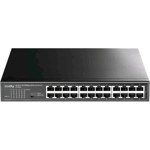CUDY FS1024 SWITCH NON GESTITO 24 PORTE FAST ETHERNET (10/100) IN METALLO DESKTOP MONTABILE A RACK NERO