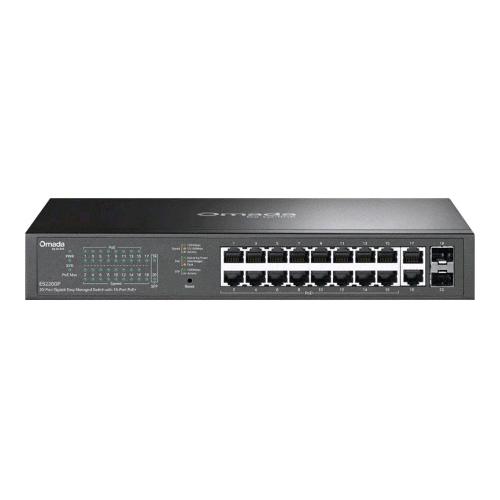 TP-LINK OMADA ES220GP V1 SWITCH GESTITO 16 x 10/100/1000 (PoE+) + 2 x 10/100/1000 + 2 x Gigabit SFP PoE+ (150 W) DESKTOP MONTABILE SU RACK