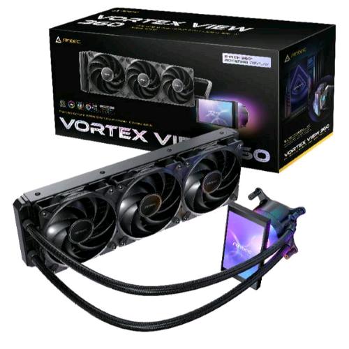ANTEC VORTEX VIEW 360 AIO CPU LIQUID COOLER DISSIPATORE A LIQUIDO PER CPU DISPLAY DA 5" IPS LGA115X/1200/1700/1851    AMD AM4/AM5 NERO