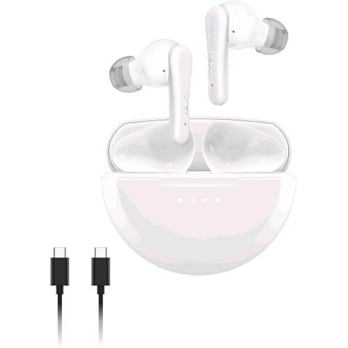 BELKIN SOUNDFORM RHYTHM AURICOLARI TRUE WIRELESS CON MICROFONO INTEGRATO ANC IPX5 USB-C BIANCO