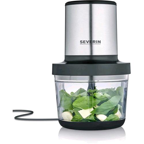 SEVERIN KM3867 TRITATUTTO ELETTRICO DA CUCINA 400 W 1LT 2 VELOCITA' TRITA GHIACCIO DISCO EMULSIONANTE INSERTO PELA AGLIO CIOTOLA IN VETRO INOX NERO