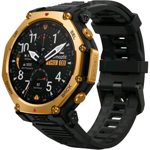 AMAZFIT T-REX 3 PRO SMARTWATCH 48mm 1.5" AMOLED IN ZAFFIRO GHIERA IN TITANIO GSP DUAL BAND MAPPE OFFLINE TORCIA 180+ MODALITA' SPORT 10 ATM ORO NERO