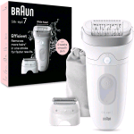 BRAUN SILK-EPIL 7 DEPILATORE DONNA EPILATORE ELETTRICO DONNA CON TESTINA AMPIA PER UNA EPILAZIONE SEMPLICE WET & DRY PELLE LISCIA A LUNGO BIANCO/ARGENTO