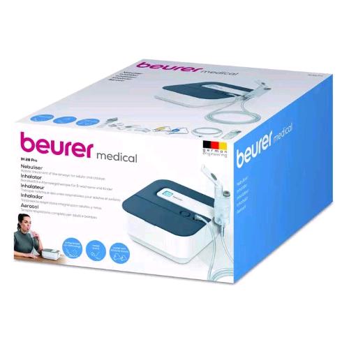 BEURER IH28 PRO AEROSOL INALATORE NEBULIZZATORE CON MASCHERA IN SILICONE E FORCELLA NASALE, TECNOLOGIA AD ARIA COMPRESSA