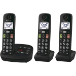 PANASONIC KX-TGU133EXB TELEFONO CORDLESS CON SEGRETERIA TASTI GRANDI UNITA' BASE 3 RICEVITORI GRANDE DISPLAY LCD COMPATIBILE CON APPARECCHI ACUSTICI NERO