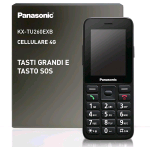 PANASONIC KX-TU260EXB 4G 2.4" SENIOR PHONE TASTI GRANDI E TASTO SOS FACILE DA USARE IP44 4G ITALIA BLACK
