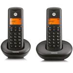 MOTOROLA E202 TELEFONO CORDLESS DECT DUO CON 2 PORTATILI VIVAVOCE TASTO NON DISTURBARE BLOCCO CHIAMATE NERO
