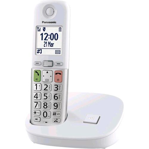 PANASONIC KX-TGU410EXW TELEFONO CORDLESS DECT TASTI GRANDI DISPLAY LCD 2.1 TORCIA COMPATIBILE CON APPARECCHI ACUSTICI BIANCO