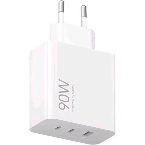 XIAOMI HYPERCHARGE POWER ADAPTER CARICABATTERIE DA RETE GaN 90 W 2 x USB-C - 1 x USB-A BIANCO