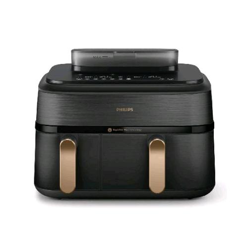 PHILIPS DUALBASKET FRIGGITRICE AD ARIA 9 LT 2 CESTINI TECNOLOGIA RAPIDAIR 19 FUNZIONI DI COTTURA CON FUNZIONE VAPORE NERO