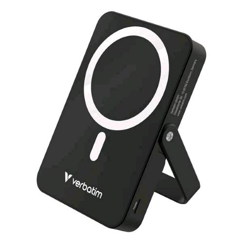 VERBATIM POWER BANK MAGNETICO CON SUPPORTO 10.000mAh MAG SAFE RICARICA WIRELESS 15 W PD USB-C 20 W NERO