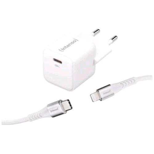 INTENSO POWER CHARGER CARICABATTERIE DA RETE GaN 30 W USB-C + CAVO USB-C BIANCO