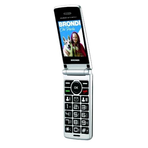 BRONDI AMICO SINCERO+ DUAL SIM 2.4" CLAMSHELL SENIO PHONE  TATI GRANDI RETROILLUMINATI TASTO SOS VOLUME AUMENTATO ITALIA GREY