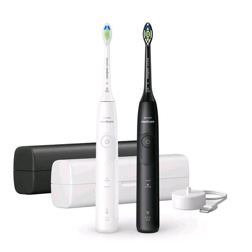 PHILIPS HX7119/02 SPAZZOLINO ELETTRICO RICARICABILE SONICO CON CUSTODIA BIANCO NERO CONF 2 Pz. 