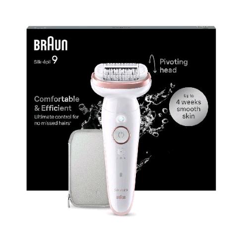 BRAUN SES9000 EPILATORE ELETTRICO SILK-ÉPIL 9 WET & DRY BIANCO ROSA