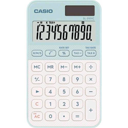 CASIO SL-310YC CALCOLATRICE TASCABILE VERDE CHIARO BIANCO