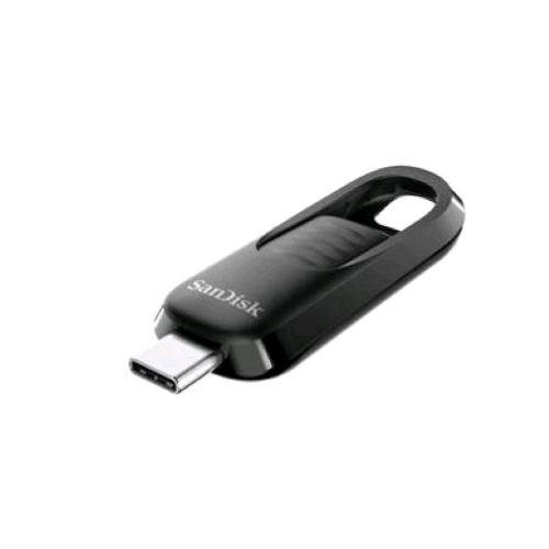 SANDISK ULTRA SLIDER 32GB CHIAVETTA USB-C 3.2 GEN 1 CONNETTORE RETRATTILE ED ANELLO PORTACHIAVI NERO