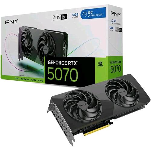 PNY GEFORCE RTX 5070 OC 12GB SLIM GDDR7 DLSS4 DUAL FAN PCi Ex 5.0 16x -1 x HDMI 3 x DISPLAYPORT