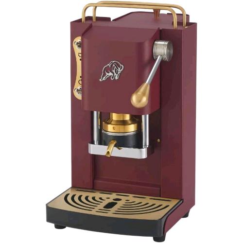 FABER PRO ESSENTIAL 3.0 MACCHINA PER CAFFE' ESPRESSO MANUALE A CIALDE ESE 44mm 500 W TANICA 1 LT IN VETRO PORTACIALDA ESTRAIBILE E PRESSACIALDA IN OTTONE REGOLABILE (CHERRY RED, OTTONE)