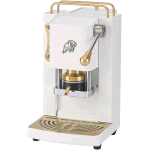FABER PRO ESSENTIAL 3.0 MACCHINA PER CAFFE' ESPRESSO MANUALE A CIALDE ESE 44mm 500 W TANICA 1 LT IN VETRO PORTACIALDA ESTRAIBILE E PRESSACIALDA IN OTTONE REGOLABILE (WHITE, OTTONE)