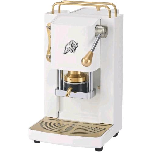 FABER PRO ESSENTIAL 3.0 MACCHINA PER CAFFE' ESPRESSO MANUALE A CIALDE ESE 44mm 500 W TANICA 1 LT IN VETRO PORTACIALDA ESTRAIBILE E PRESSACIALDA IN OTTONE REGOLABILE (WHITE, OTTONE)