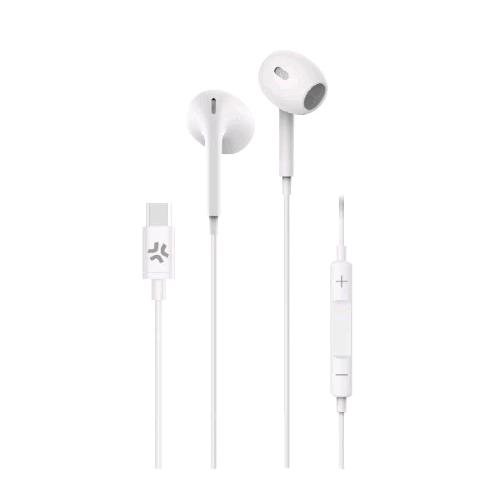 CELLY PROCOMPACT2 AURICOLARI STEREO A FILO CON MICROFONO USB-C CONTROLLO CHIAMATE E VOLUME/MUSICA CAVO 1.2 MT BIANCO