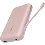BELKIN POWER BANK 20.000mAh PD 30 W CON CAVO USB-C INTEGRATO ROSA