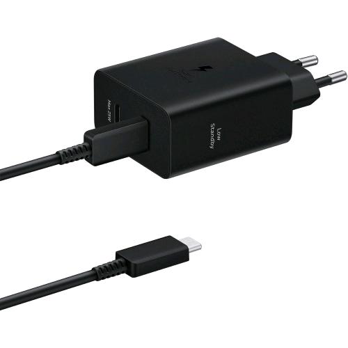 SAMSUNG EP-T5020 CARICABATTERIE DA RETE 50 W 2 x USB-C + CAVO USB-C MASCHIO/MASCHIO 1.8 MT INCLUSO NERO