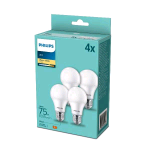 PHILIPS LAMPADINA LED A GOCCIA LUCE BIANCA CALDA 2.700K E27 75 W CONSUMO EFFETTIVO 10 W 1.055 LUME CONF 4 Pz.