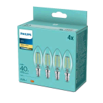 PHILIPS LAMPADINA A FILAMENTO AD OLIVA LUCE BIANCA CALDA E14 40 W CONSUMO EFFETTIVO 4.3 W 470 LUMEN CONF 4 Pz.