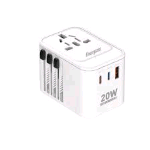 ENERGIZER PRESA DA VIAGGIO INTERNAZIONALE PD 20W 2 USB C 1 X USB A TRAVEL PLUG CON ADATTATORE PER TUTTI LE NAZIONI DEL MONDO BIANCO