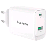VULTECH CARICABATTERIE DA RETE GaN 45 W 1 x USB-C 1 x USB-A BIANCO
