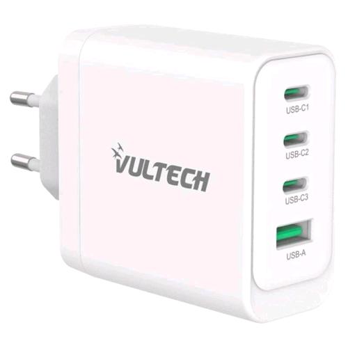 VULTECH CARICABATTERIE DA RETE GaN 100 W 3 x USB-C 1 x USB-A BIANCO