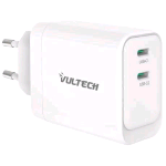 VULTECH CARICABATTERIE DA RETE GaN 45 W 2 x USB-C BIANCO