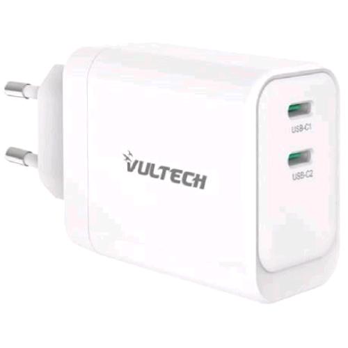 VULTECH CARICABATTERIE DA RETE GaN 45 W 2 x USB-C BIANCO