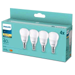 PHILIPS LAMPADINA A OLIVA LED 40 W P45 E14 2700K CONSUMO 5W LUCE CALDA CONF 4 Pz.