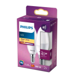 PHILIPS LAMPADINA LED A OLIVA 40 W B35 E14 2700K LUCE CALDA CONSUMO 4.9W CONF 2 Pz.