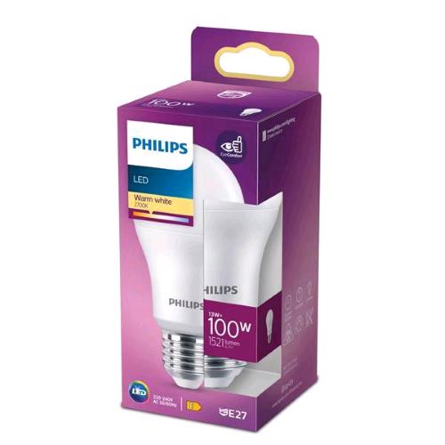 PHILIPS LAMPADINA LED A GOCCIA 100W E27 2700K CONSUMO 13W LUCE CALDA