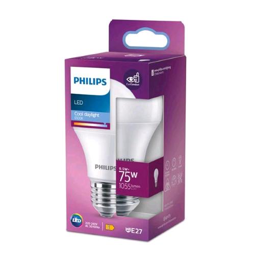 PHILIPS LAMPADINA LED A GOCCIA 75W E27 6500K CONSUMO 9.5W LUCE FREDDA