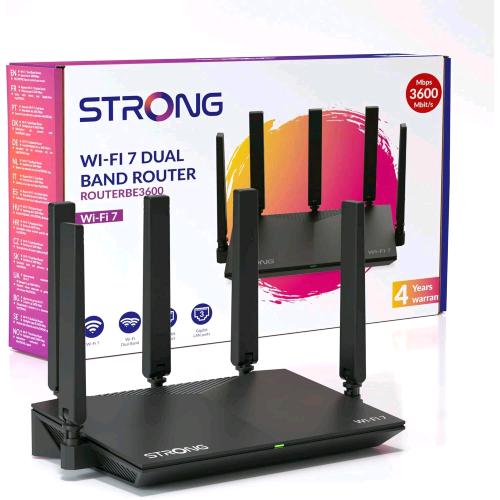 STRONG BE360 ROUTER DUAL BAND WI-FI 7 5 ANTENNE ESTERNE DESKTOP NERO