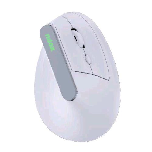 NILOX MOUSE OTTICO VERTICALE WIRELESS RICARICABILE DUAL BLUETOOTH 5.2 + RF 2.4GHz 6 PULSANTI 1.6000 DPI REGOLABILI ILLUMINAZIONE RGB ERGONOMICO RICARICABILE TRAMITE PORTA USB-C CAVO INCLUSO BIANCO