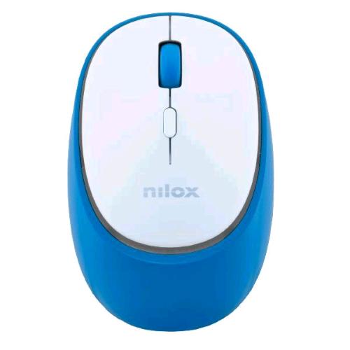 NILOX MOUSE OTTICO VERTICALE WIRELESS RICARICABILE DUAL BLUETOOTH 5.2 + RF 2.4GHz 4 PULSANTI 2 DEI QUALI SILENZIOSI 1.6000 DPI REGOLABILI RICARICABILE TRAMITE PORTA USB-C CAVO INCLUSO BIANCO/BLU