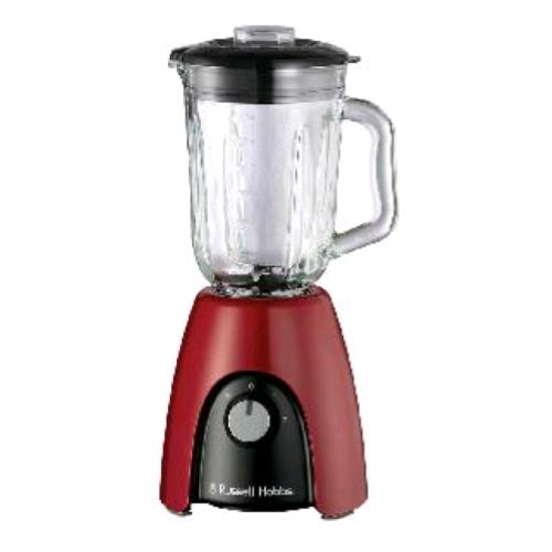 RUSSELL HOBBS FRULLATORE ELETTRICO 850W CARAFFA IN VETRO 1,5 LT 2 VELOCITÀ IMPOSTAZIONI A IMPULSI LAME IN ACCIAIO INOX ROSSO