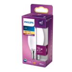 PHILIPS LAMPADINA LED A CANDELA SMERIGLIATA A FILAMENTO 25W B35 E14 2700K CONSUMO 2,2W LUCE CALDA 