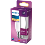 PHILIPS LAMPADINA LED A CANDELA SMERIGLIATA A FILAMENTO 40W B35 E14 2700K CONSUMO 4,3W LUCE CALDA 