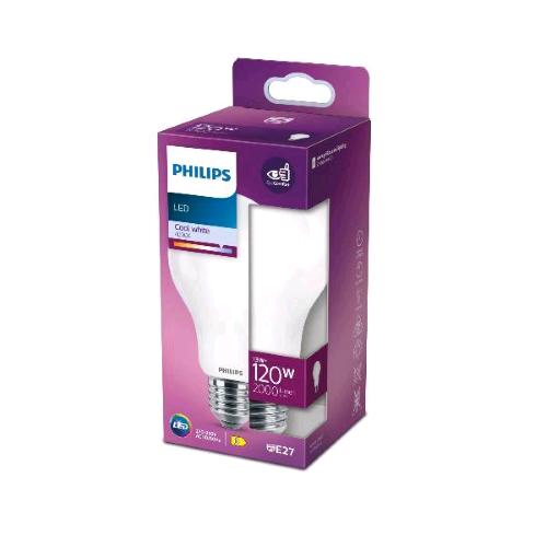 PHILIPS LAMPADINA LED A GOGGIA SMERIGLIATA 120W A67 E27 4000K CONSUMO 13W LUCE FREDDA