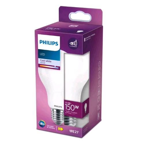 PHILIPS LAMPADINA LED A GOGGIA SMERIGLIATA 150W A67 E27 4000K CONSUMO 17.5W LUCE NATURALE 